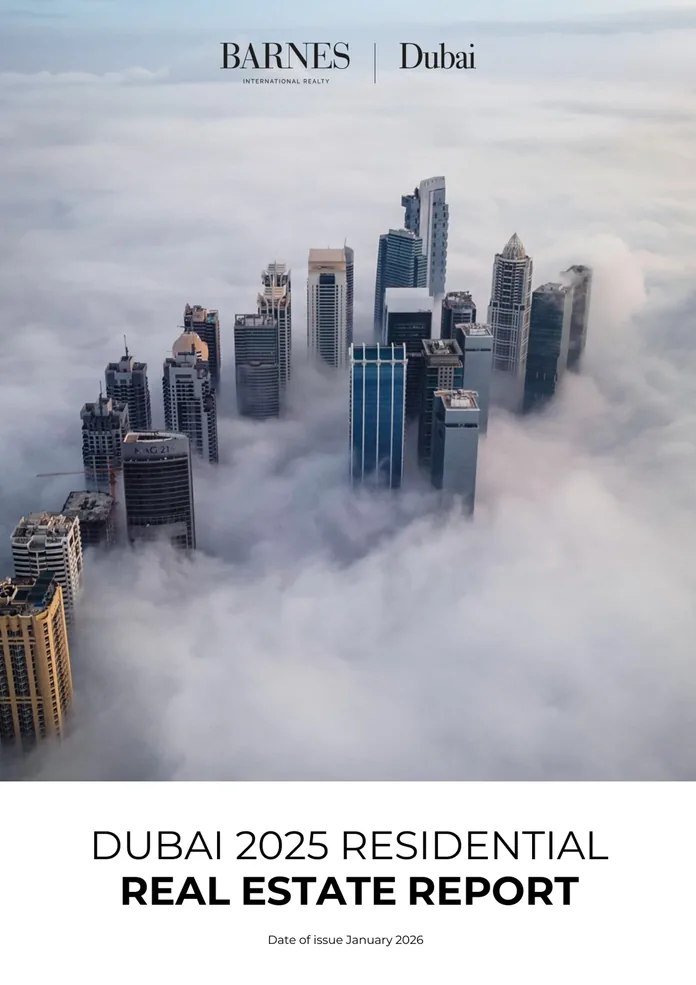 Cover of the BARNES Dubai 2025 Residential Real Estate Report